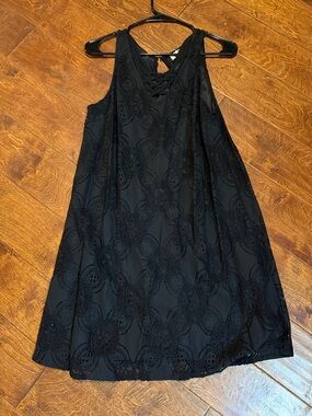 Black Lace Overlay Tank Dress